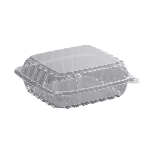 Dart C90PST1 - 8 1/4" x 8 1/4" x 3" Hinged Lid Plastic Container [250/Case]