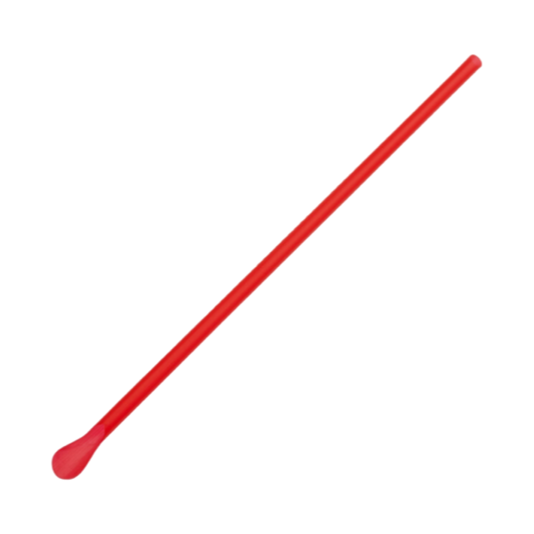 Plastic Spoon Straws 10 1/4" Red, Paper Wrapped [300 Pack]