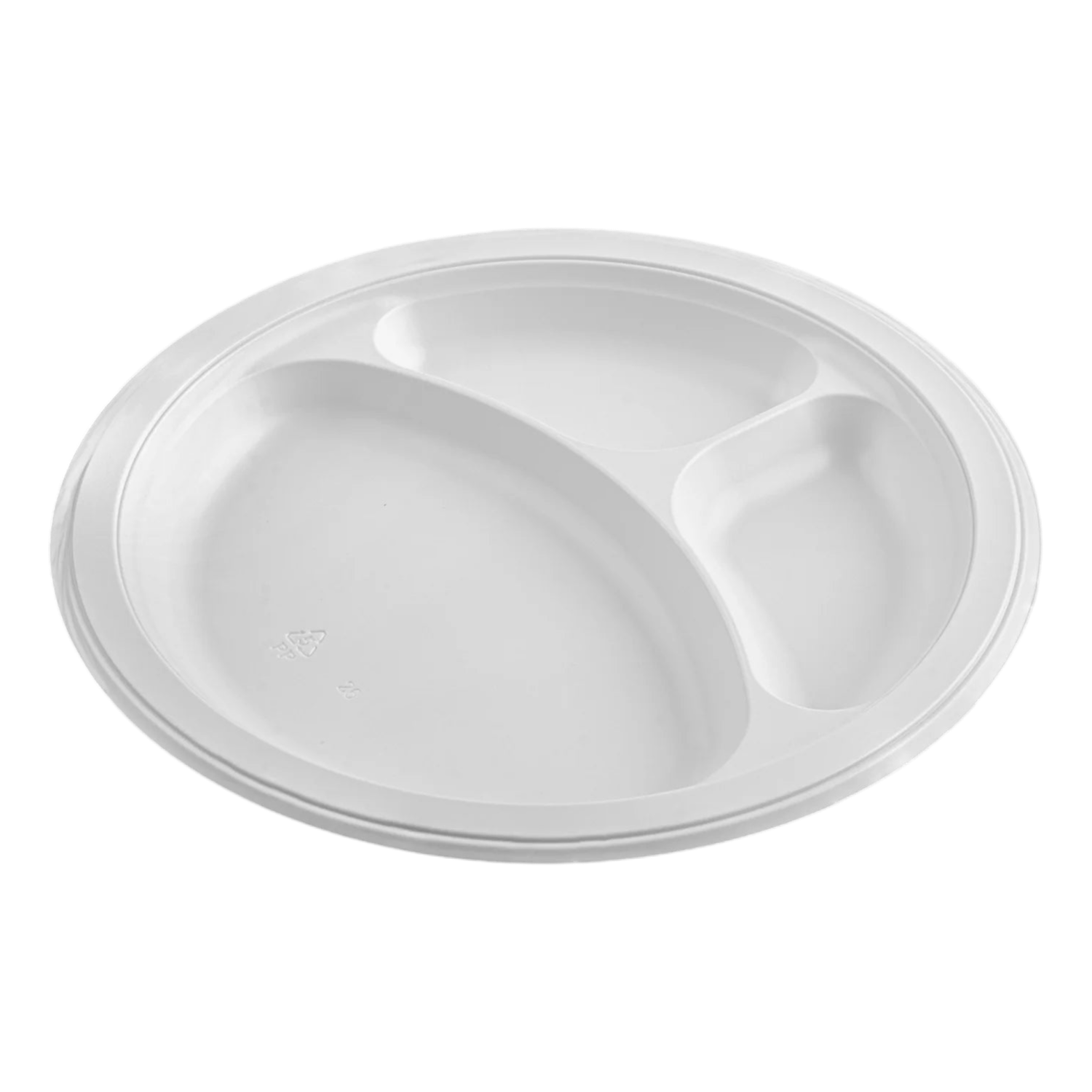 Karat 9" - 3 Compartment Microwaveable Mineral-Filled PP Plate, White [500/Case]