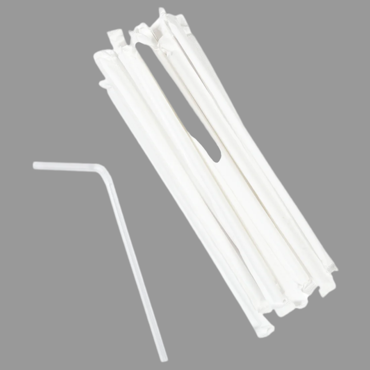 Plastic Flex Straws 7 5/8" Clear, Paper Wrapped [400 Pack]