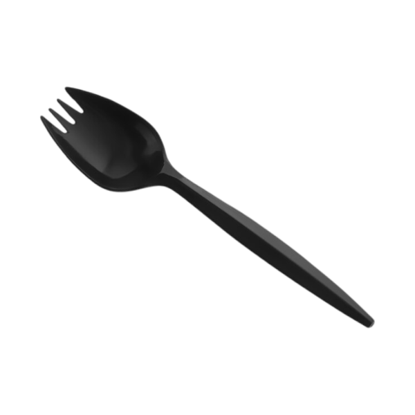 Medium Weight Plastic Spork, Black [1000 Pack]