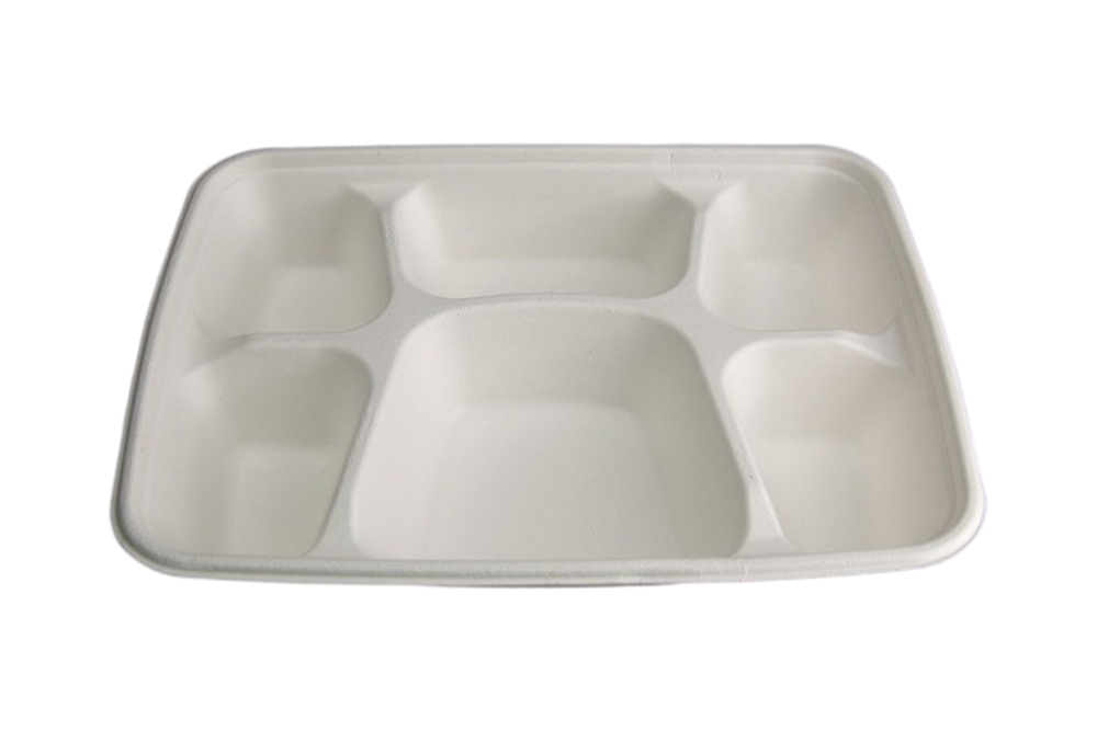 6 Compartment Bagasse Deep Meal Tray [300 Pack]