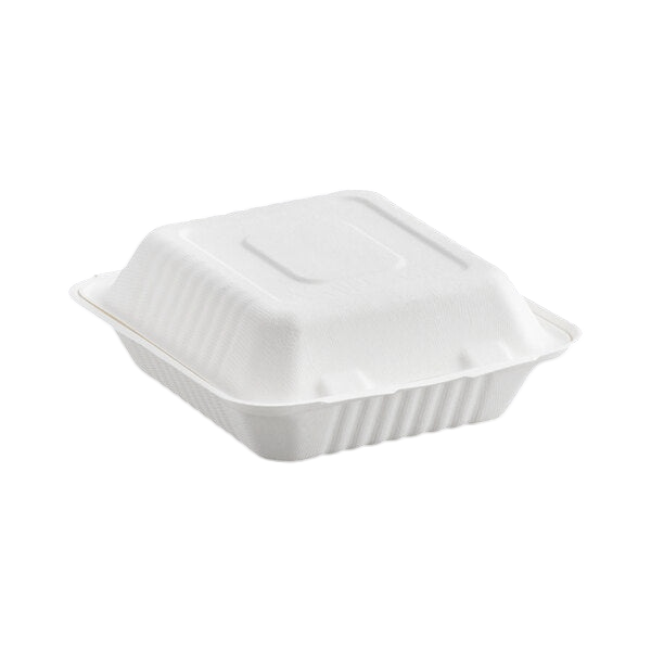 8” X 8”  Bagasse Take Out Hinged Containers [200/Case]