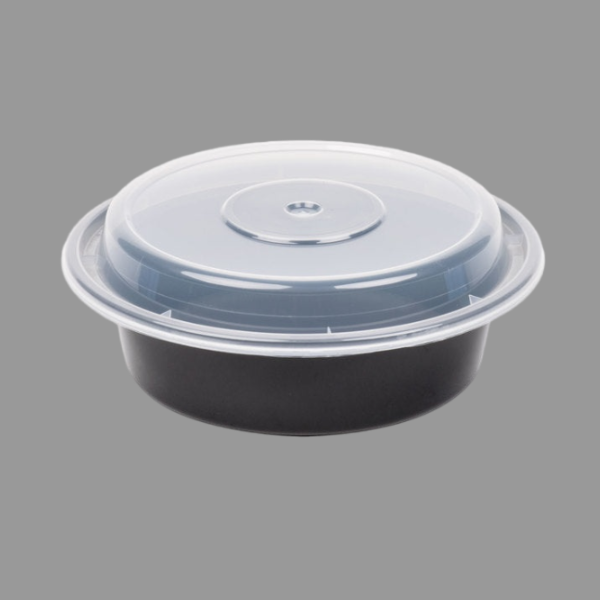 NC718B 16 oz Pactiv Round Microwavable Containers with Lids [150/Case]