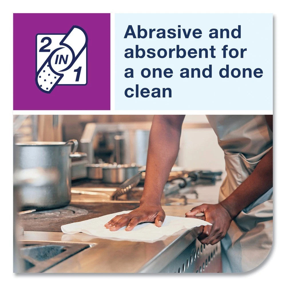 Tork 13" x 21" 2-in-1 Scouring and Cleaning White Food Service Towel - 120/Case