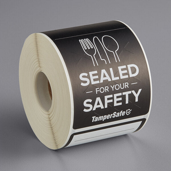 Tamper Evident Black Label Roll 2 1/2" X 6"[Sealed For Your Safety]